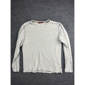 Jeremiah Shirt Mens Large White Striped Long Sleeve Textured Crewneck Cotton Tee